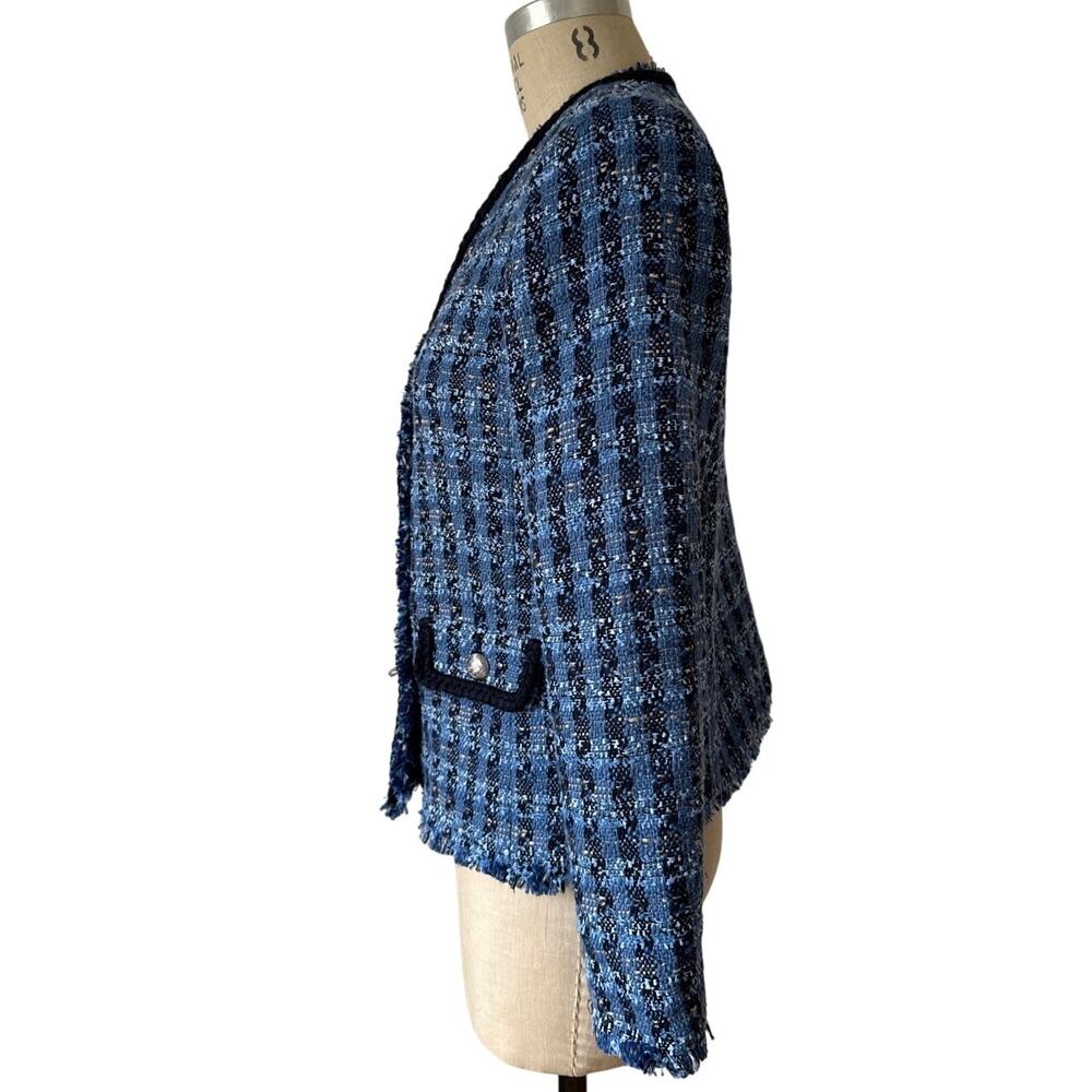 Talbots Blazer Exquisite Tweed Jacket in Blue Plaid Tweed Size 10 Petite NEW NWT - Picture 5 of 8